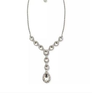 Charter Club Womens Silver-Tone Crystal Halo Lariat Necklace,17" + 2"extender
